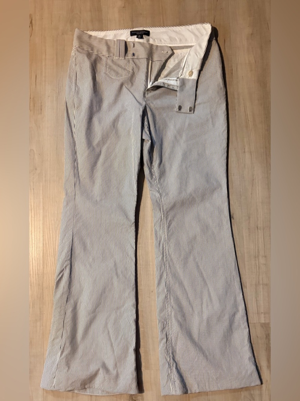 Banana Republic Women's Straight Leg Pinstripe Pants - White & Gray